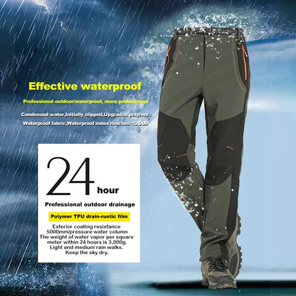 Thick Warm Fleece Hiking Pants Men Winter Waterproof Windproof Outdoor Soft Shell Rain Trousers Trekking Camping Ski Pants