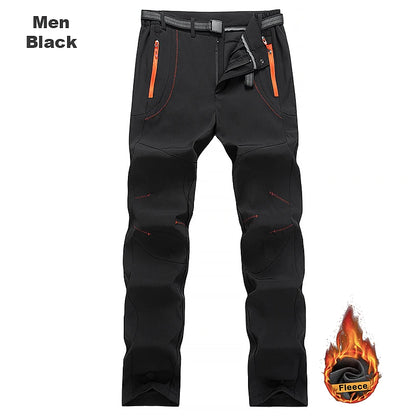 Thick Warm Fleece Hiking Pants Men Winter Waterproof Windproof Outdoor Soft Shell Rain Trousers Trekking Camping Ski Pants